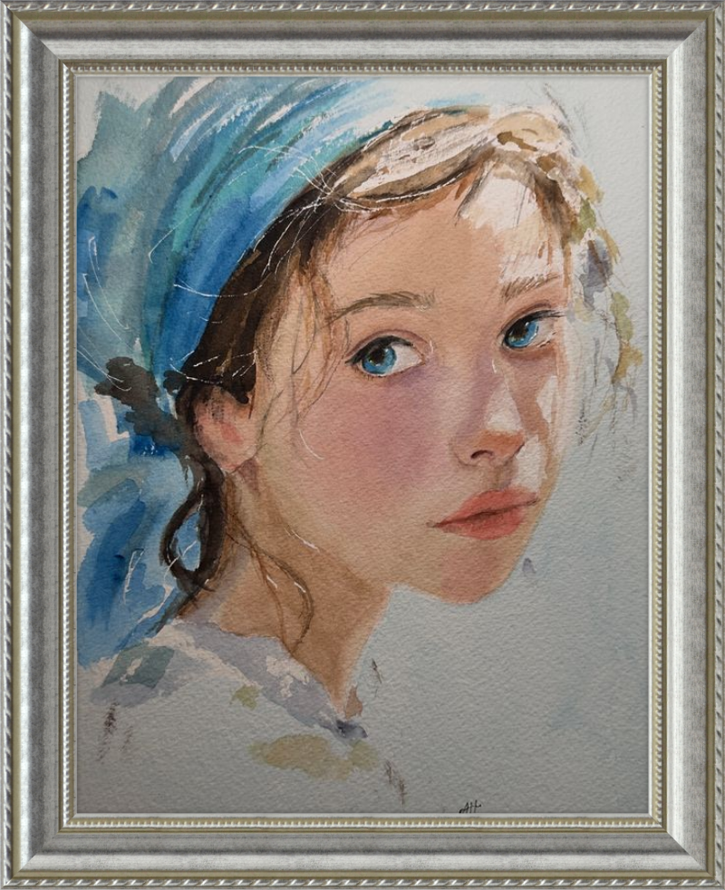 Girl with Blue Scarf