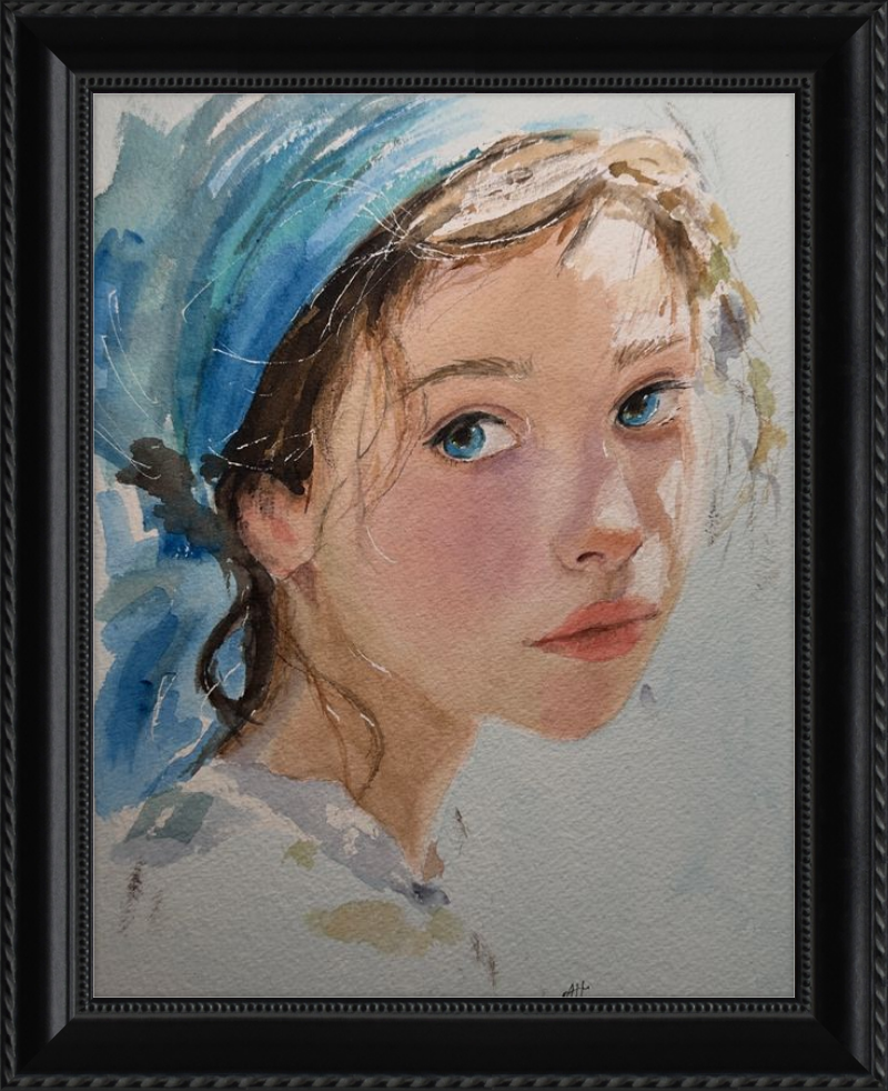 Girl with Blue Scarf