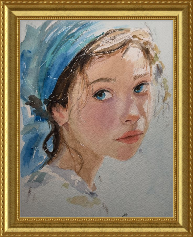 Girl with Blue Scarf
