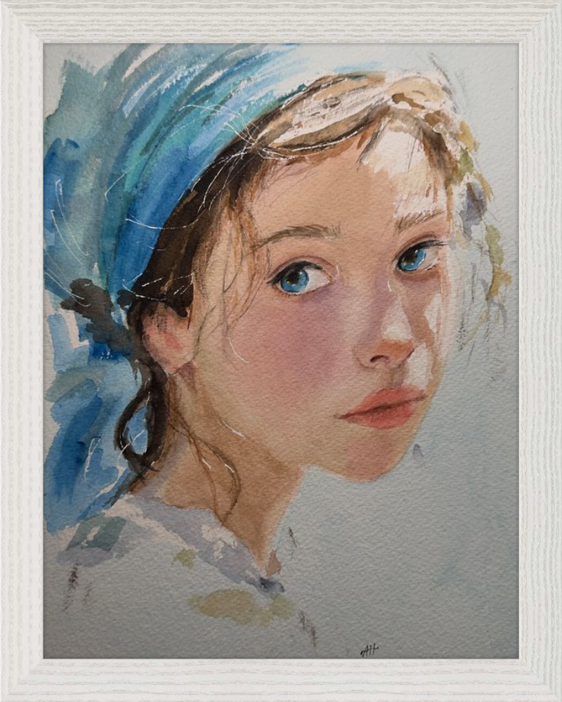 Girl with Blue Scarf