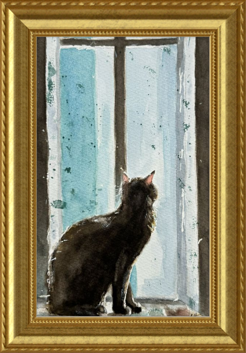 Cat in Blue Window