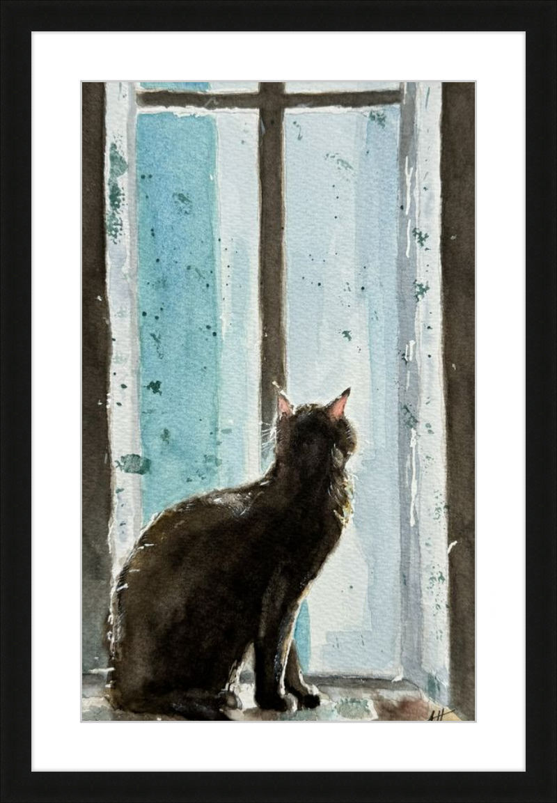 Cat in Blue Window
