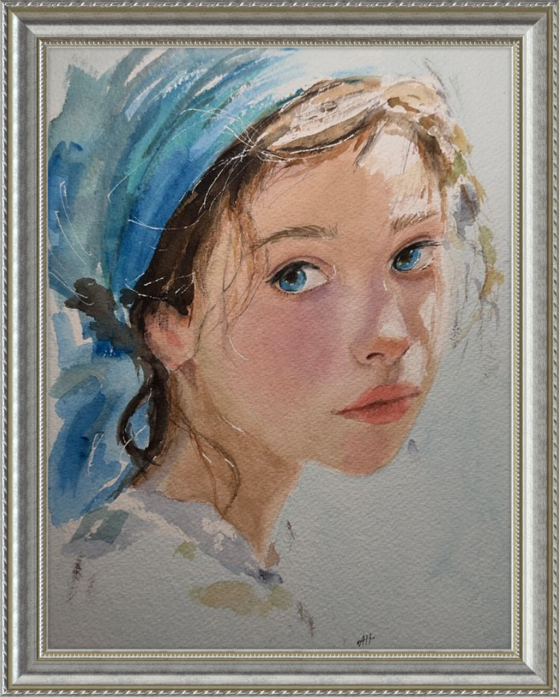 Girl with Blue Scarf