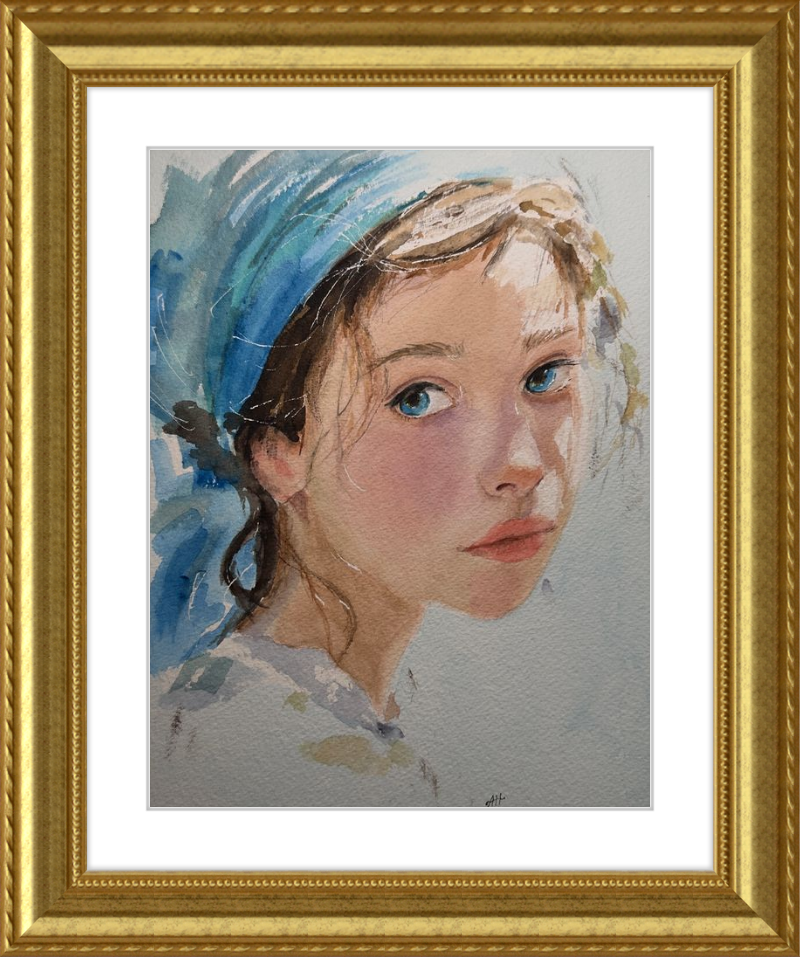 Girl with Blue Scarf