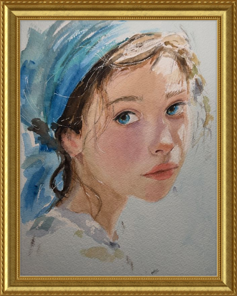 Girl with Blue Scarf