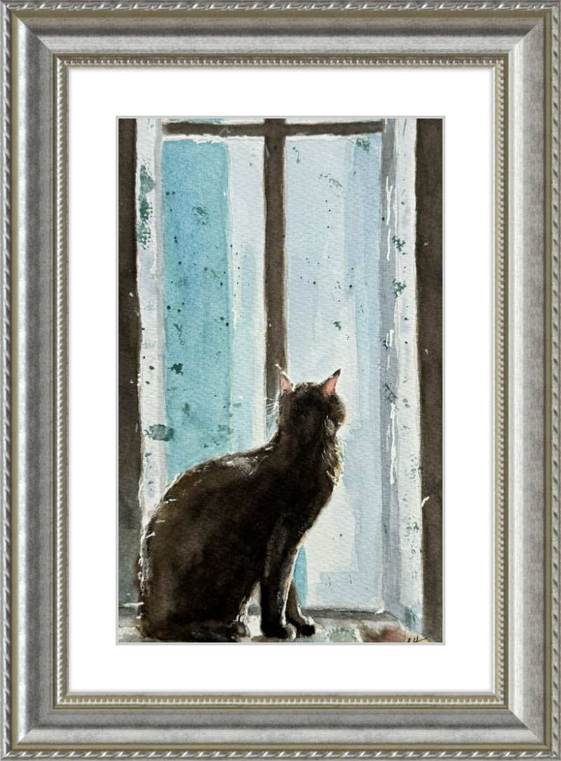 Cat in Blue Window