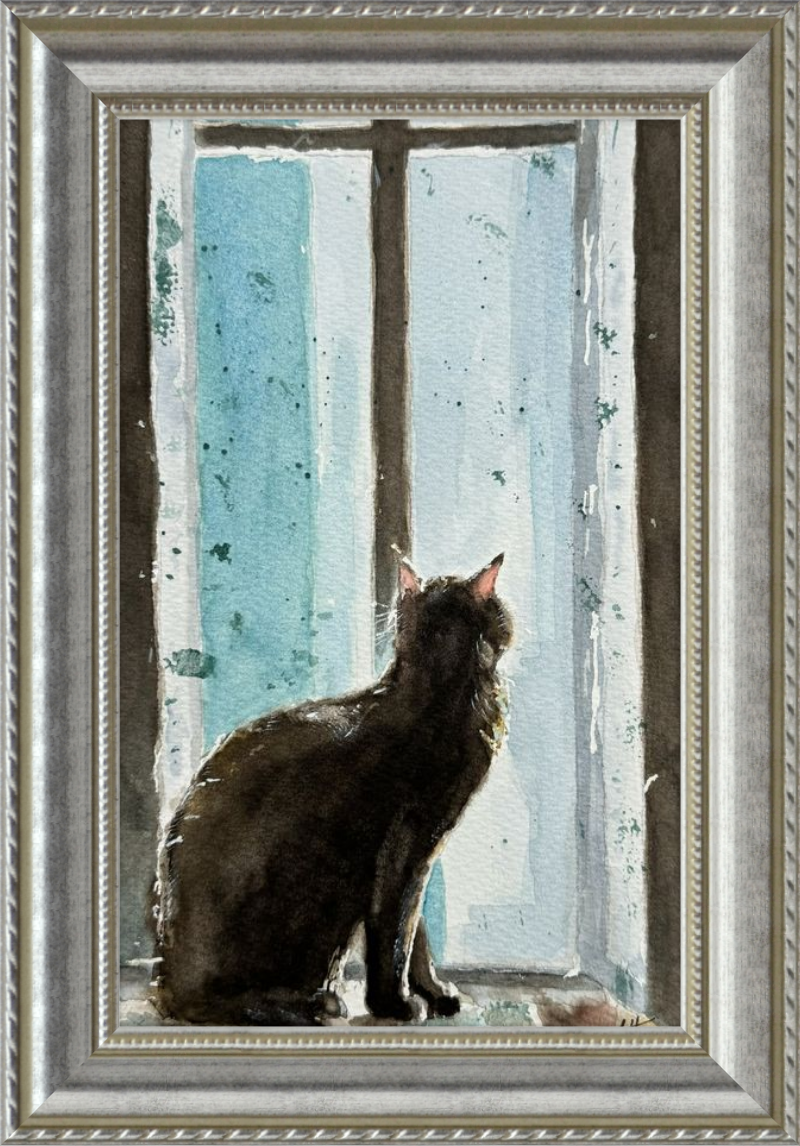 Cat in Blue Window