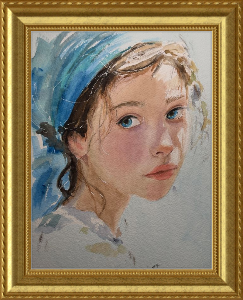 Girl with Blue Scarf
